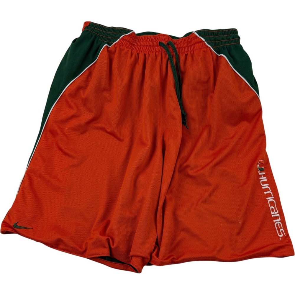 Nike Team Orange Green Reversible Mesh Shorts Miami Hurricanes Men's Size Medium